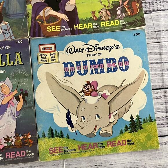 Lot of 4 Vintage Disney Read A Long Books Dumbo Cinderella Sleeping Beauty Tramp - Picture 6 of 12